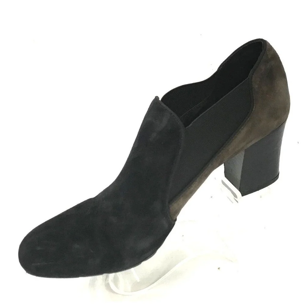 Franco Sarto Womens Black‎ Brown Suede Block Heel Booties Shooties Size 9
